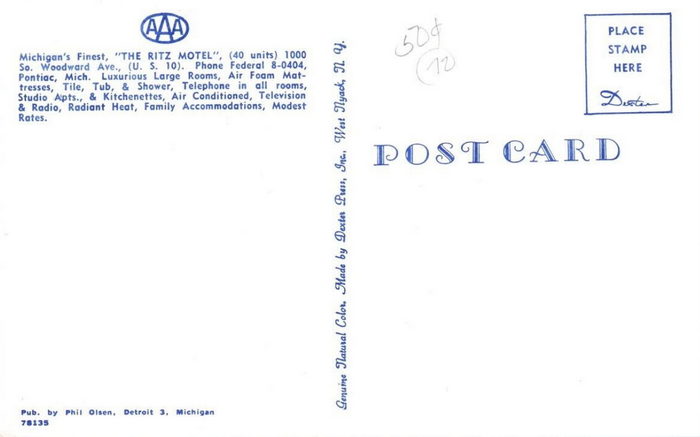 Ritz Motel - Old Postcard Photo (newer photo)